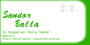 sandor balla business card